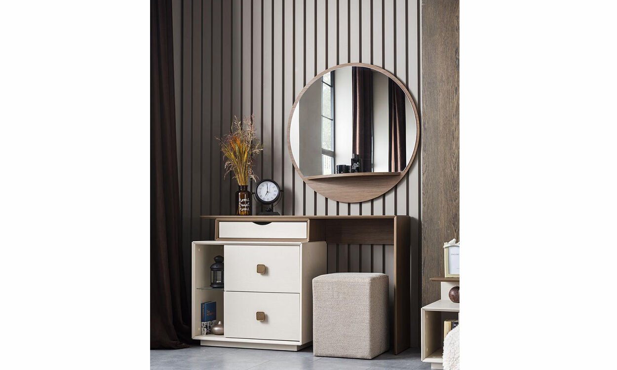 Orjin Yatak Odası Aynalı Şifonyer+ Puf