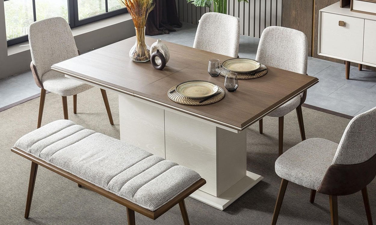 Orjin Yemek Masası ve 4 Sandalye 1 Bench