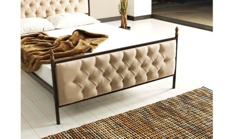 Pedesa Metal Ferforje Çift Kişilik Karyola 150*200 cm (Krem-Siyah)