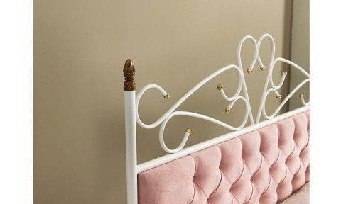 Pedesa Metal Ferforje Çift Kişilik Karyola 160*200 cm (Pembe-Beyaz)