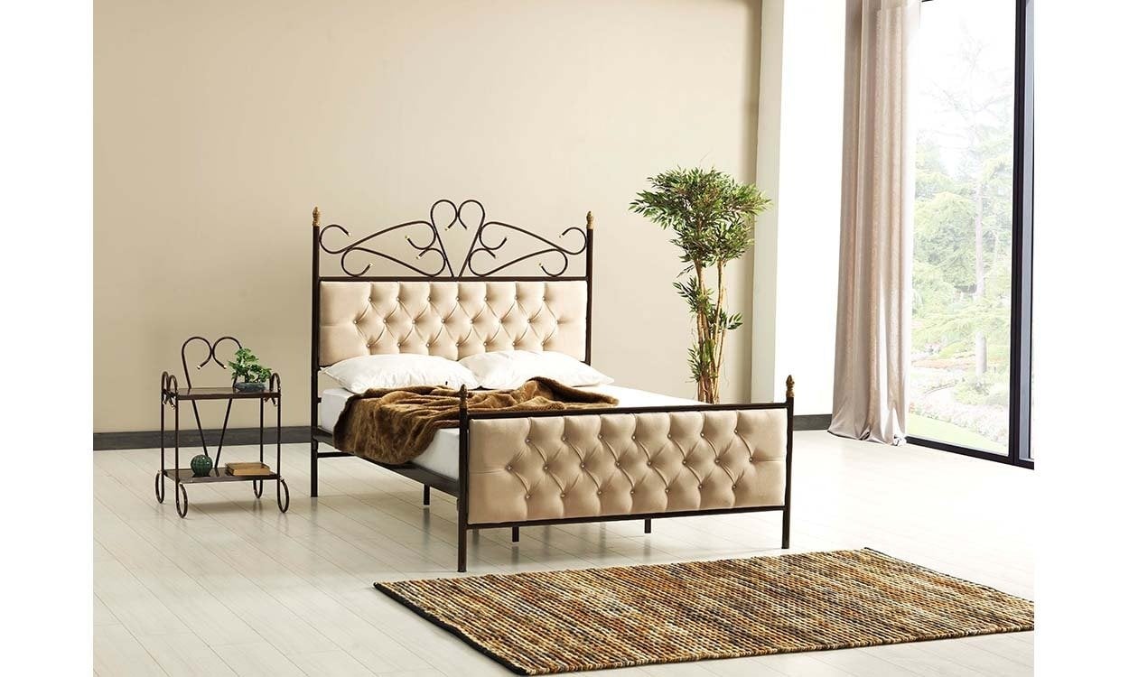 Persa Metal Ferforje Çift Kişilik Karyola 160*200 cm (Krem-Siyah)