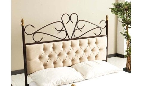 Persa Metal Ferforje Çift Kişilik Karyola 180*200 cm (Krem-Siyah)
