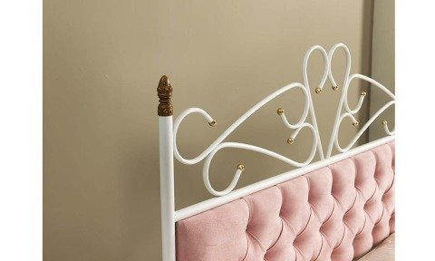 Persa Metal Ferforje Çift Kişilik Karyola 180*200 cm (Pembe-Beyaz)