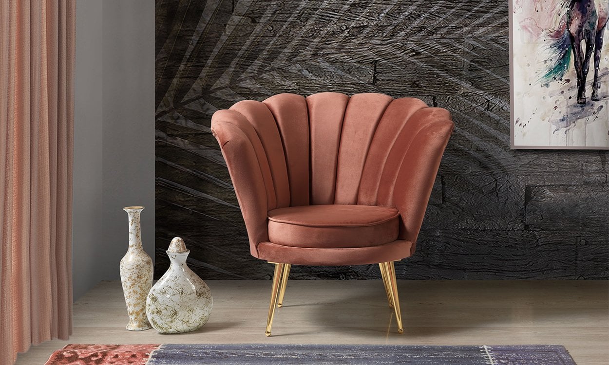 İnci Tarçın Çay Seti Tekli Koltuk, Berjer (Balkon, Salon, Cafe, Ofis)